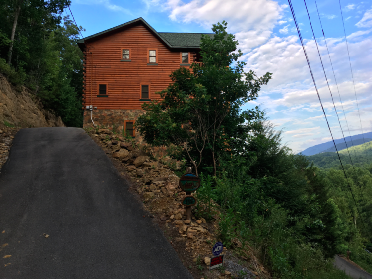 Our three-story cabin near Gatlinburg, Tennessee. Photo by Heidi Gollub, Big Family SheBuysTravel. 
