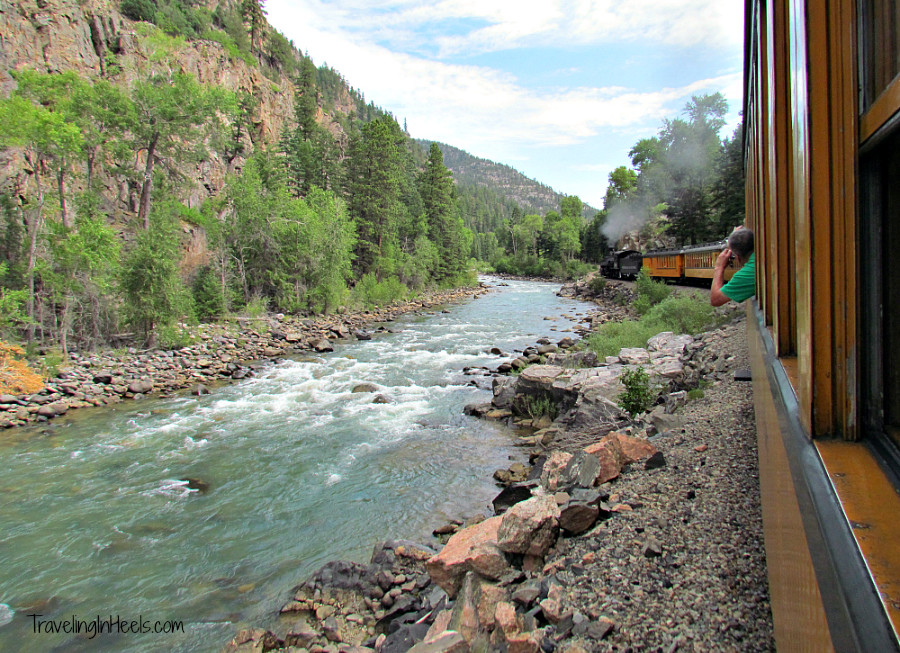Just sit back & enjoy the views! Colorado train travel on the Durango Silverton Narrow Gauge Scenic Railroad. 