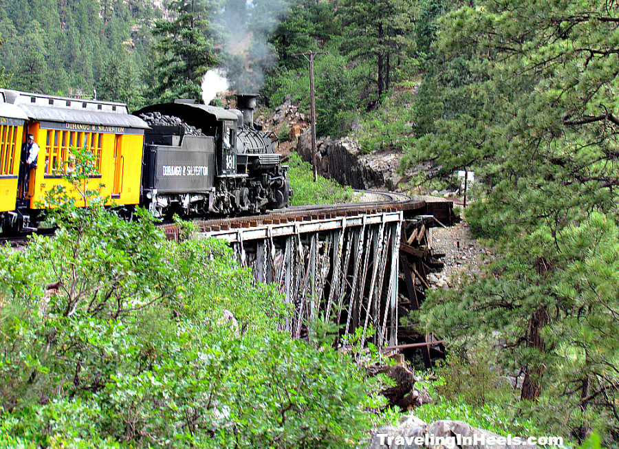 Aboard the Durango Silverton Narrow Gauge Railroad with amazing and scary Colorado train travel views! 