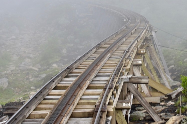 The Mount Washington Cog Railway trestle tracks.