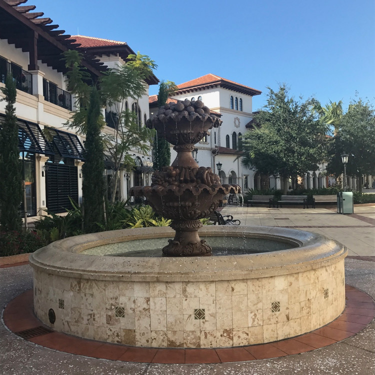 A fountain at Disney Springs, in a new neighborhood whose expansion has provided more options for non-park days at Walt Disney World