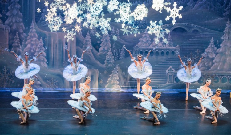 One of the favorite parts of any Nutcracker is the waltz of the chorus. The Moscow Ballet story takes place in the Magical Snow Forest. Photo Credit: Moscow City Ballet