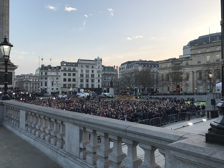 5 Essential Safety Tips for International Travel - Trafalgar Square vigil for the Westminster Bridge attack victims.