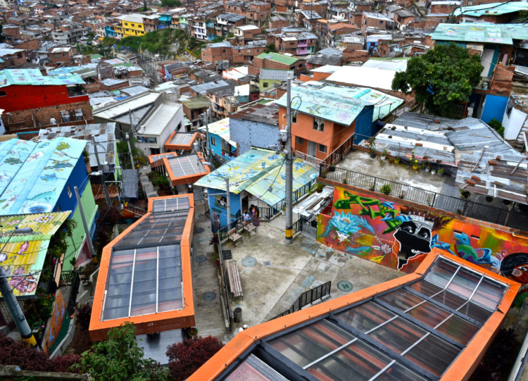 View of Comuna 13 in Medellin from the top. 