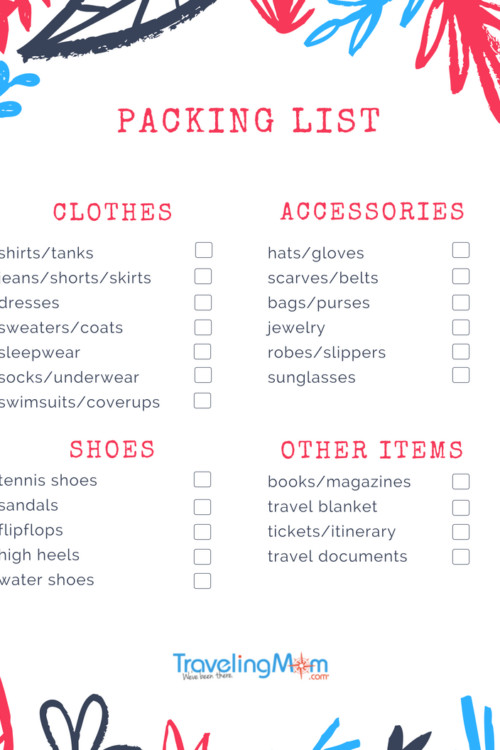 Packing list to print and use each time you travel