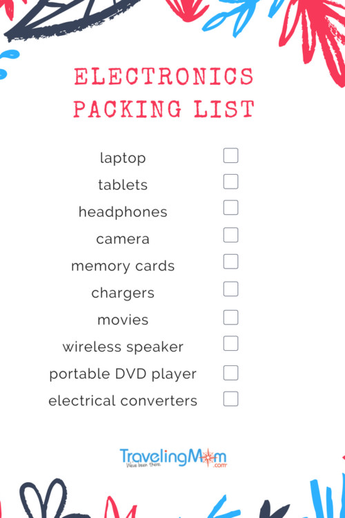 Electronics Packing List that you can print