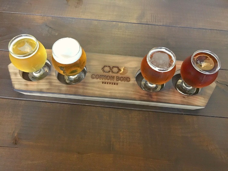 Tasting flight at Common Bond Brewery in Montgomery AL. The tasting includes a great IPA and a rye amber beer. #beertasting #beer #brewery #craftbeer #TMOM #Montgomery