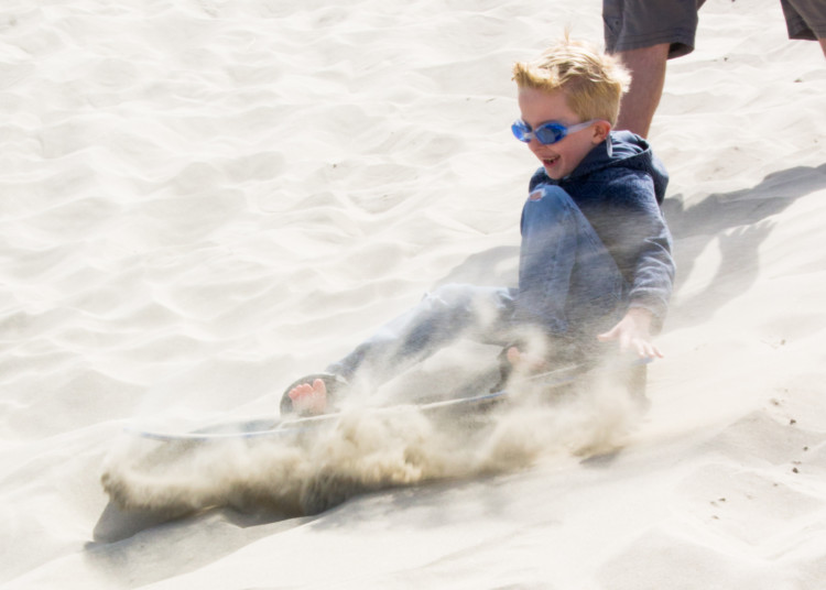 sandboarding on the Oregon Coast with Kids