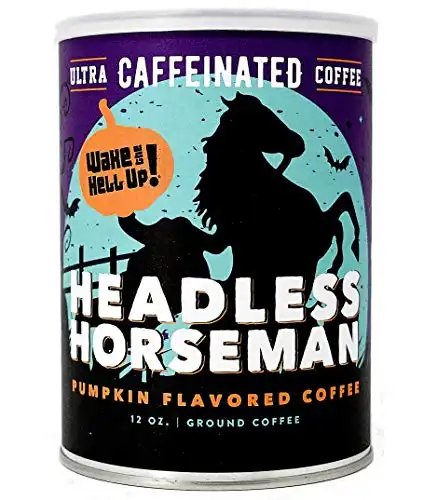 Wake The Hell Up! Headless Horseman | Ultra-Caffeinated Pumpkin Flavored Ground Coffee in a 12-Ounce Collectible Can