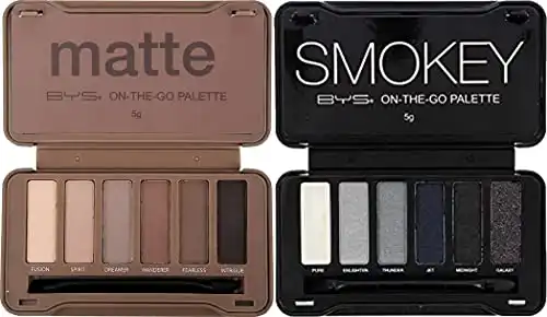 BYS On-The-Go Eyeshadow Palette, 6 Shades with Mirror and Applicator