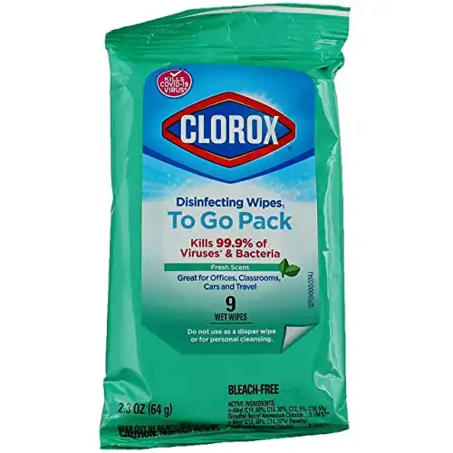 Clorox Disinfecting Wipes To Go Pack, Fresh Scent 9 ct (Pack of 5)