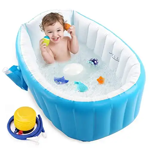 Baby Inflatable Bathtub, Portable Infant Toddler Bathing Tub Non Slip Travel