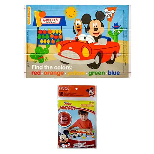 Disney Mickey Mouse Table Topper Disposable Stick-on Placemats in Reusable Package, 12" x 18", 18 Count