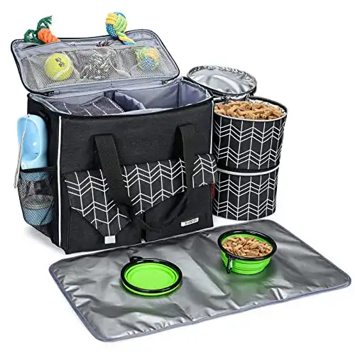 BABEYER Dog Travel Bag with Food Container Bag and Collapsible Bowl Included, Airline Approved