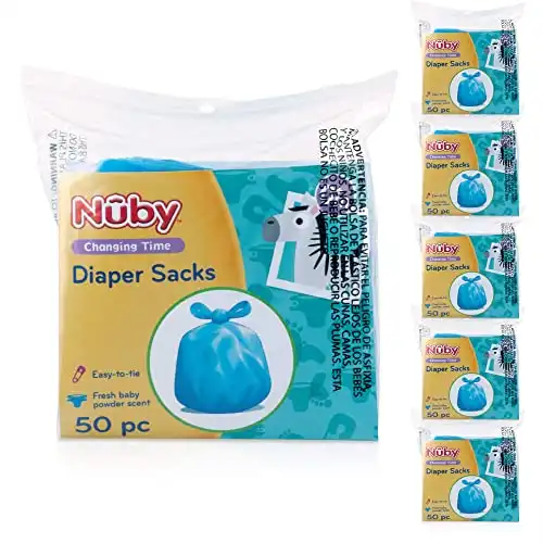 Nuby Diaper Disposable Bags, Fresh Baby Powder Scent,50 Count(pack of 6)