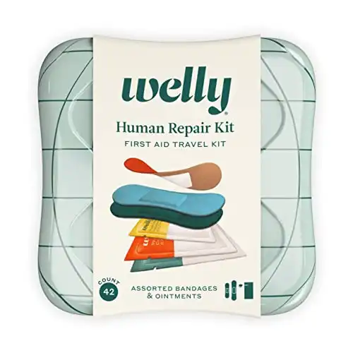 Welly Human Repair Kit - Bravery Badges in Flexible Fabric, Singe Use Ointments Triple Antibiotic, Hand Sanitizer, and Hydrocortisone - 42 Count