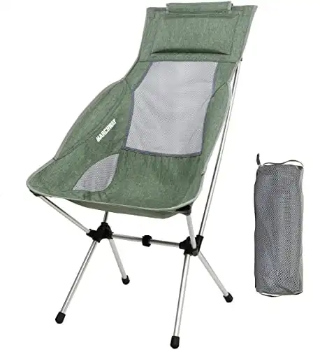 MARCHWAY Lightweight Folding High Back Camping Chair with Headrest