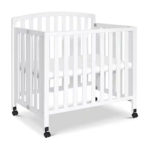 DaVinci Dylan Folding Portable 3-in-1 Convertible Mini Crib and Twin Bed in White