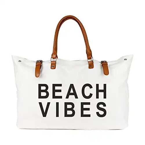 Beach Vibes Bag with Vegan Leather Handle