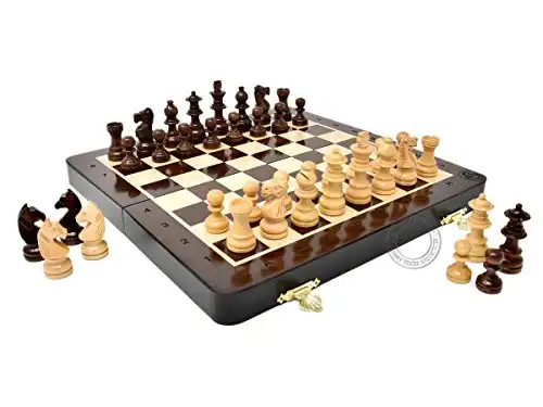 House of Chess - 10 Inch Wooden Magnetic Folding Travel Chess Set