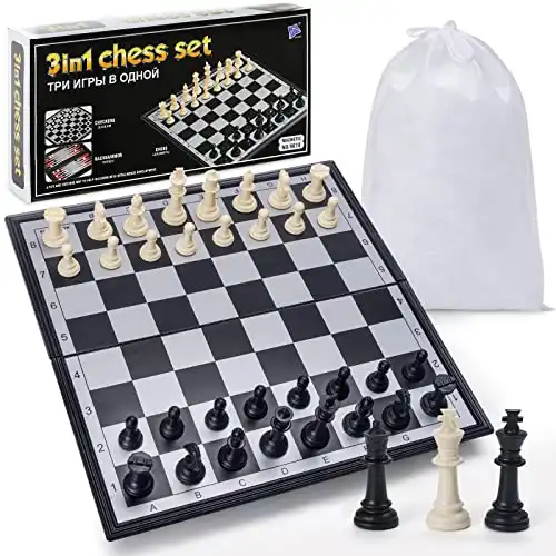AMOR PRESENT 3 in 1 Magnetic Travel Chess Set