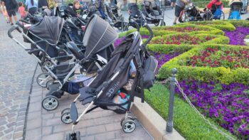 row of strollers at Disneyland