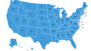 map of us states blue labeled with abbreviations